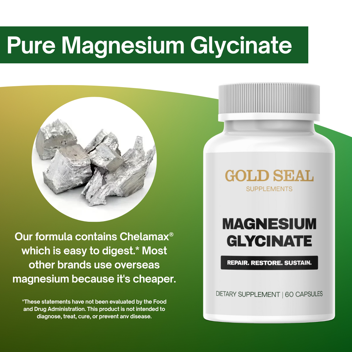 Pure Magnesium Glycinate (1 Bottle)