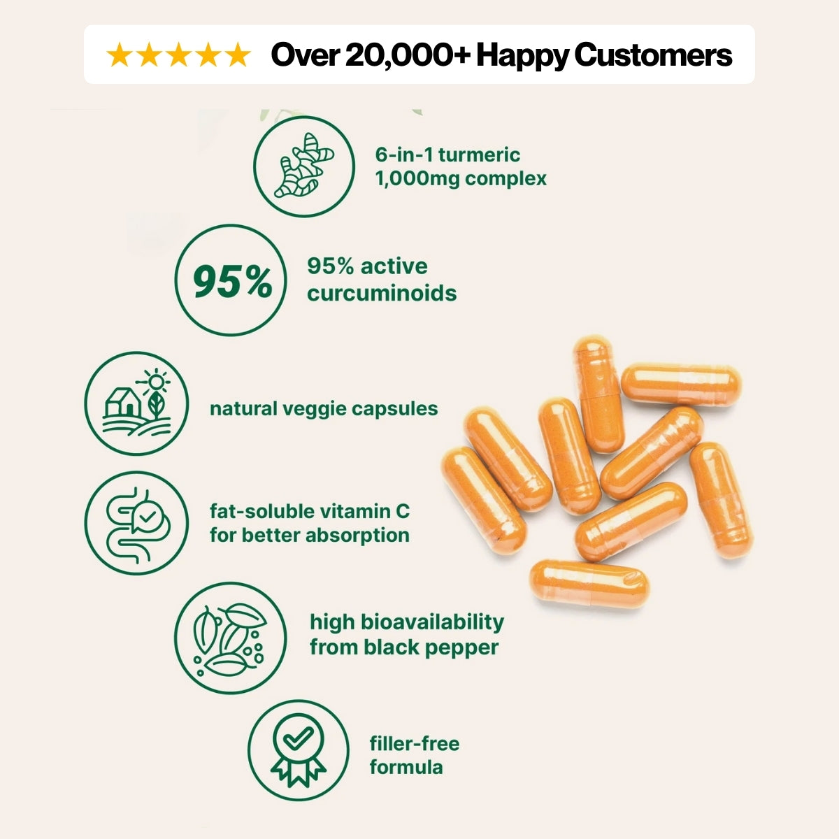 Turmeric Curcumin 1,000mg with Black Pepper & MCT Oil (1 Bottle)