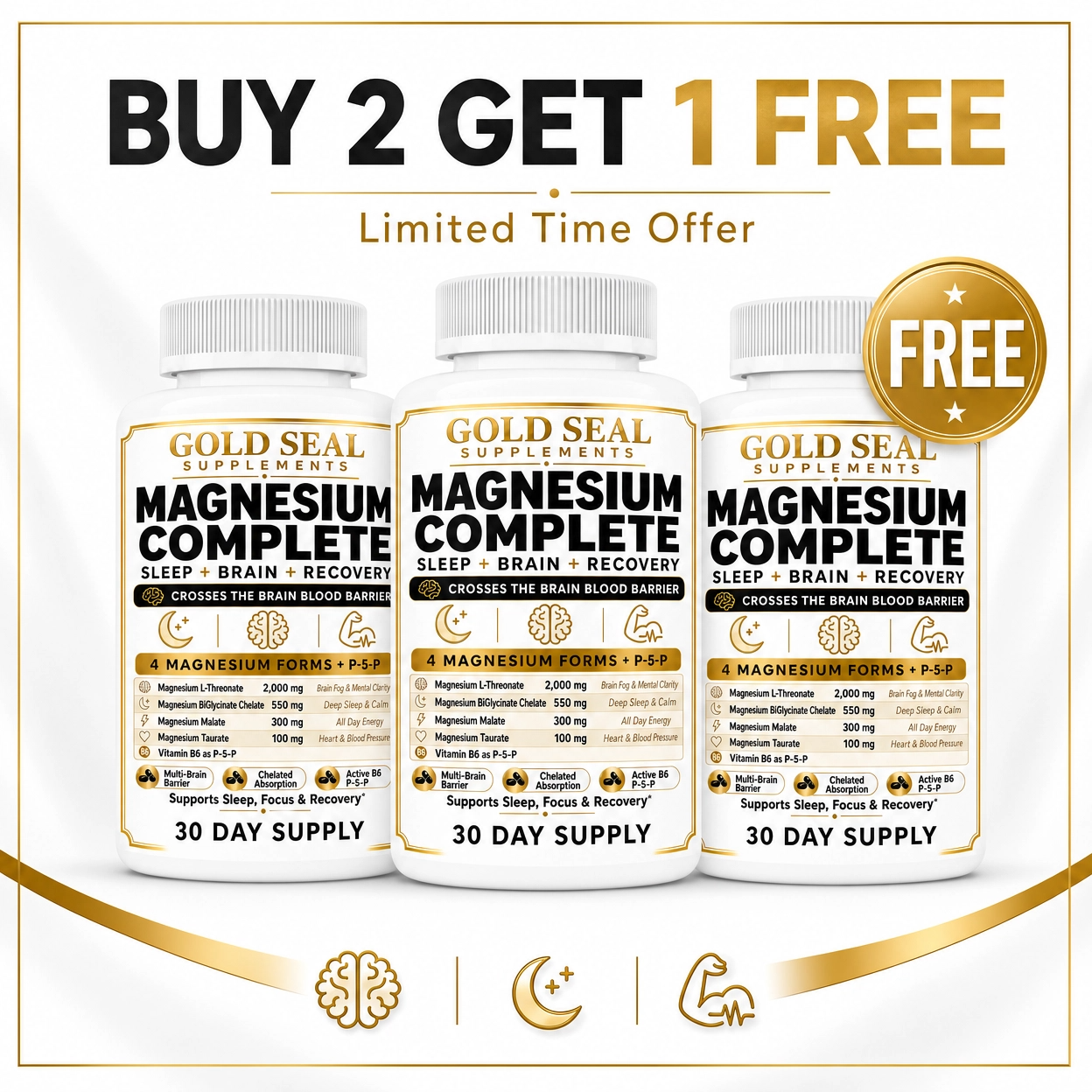 Gold Seal™ Magnesium Complete (3 Bottles) Buy 2 Get 1 FREE
