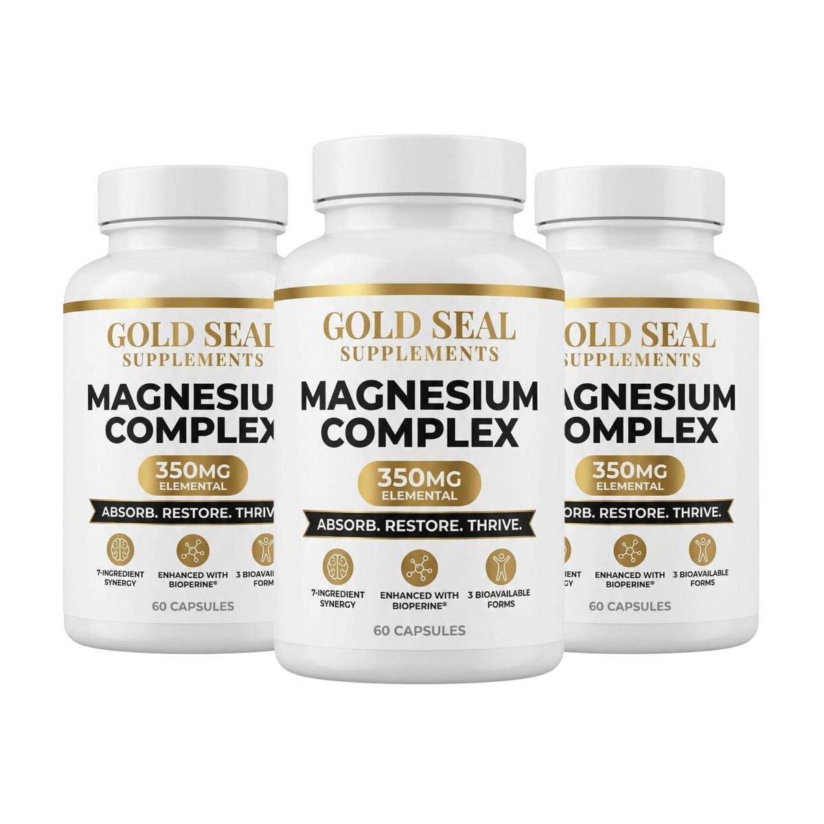 Gold Seal Magnesium Complex 350MG Elemental (3 Bottles)
